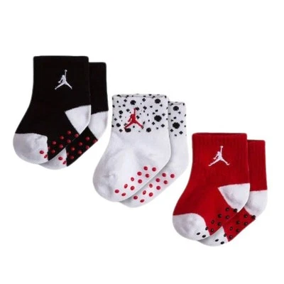 Nike Air Jordan Baby 3er Pack griffige gemischte Farben rutschfeste Socken 6-12 Monate