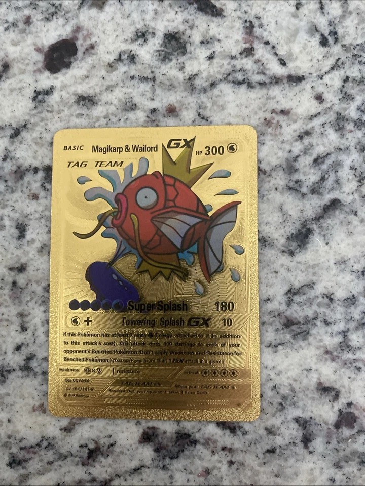 Pokemon Gold Foil Magikarp and Wailord GX Card Super Splash Tag Team - Image 1 of 1