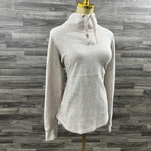 LL Bean Beige  Pullover Women’s Large Funnel Neck Sweatshirt Long Sleeve L Pet - Picture 1 of 10