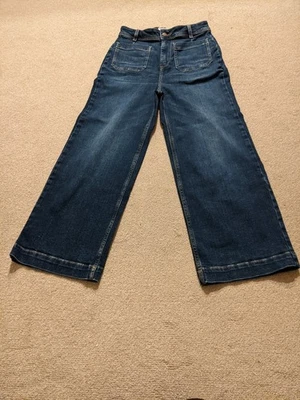 Fat Face Womens Keswick wide leg cropped jeans. UK 8R. Blue denim. VG condition - Image 1 of 4