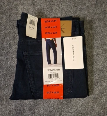 Calvin Klein Stretch Straight Fit Denim Jean 401 Vintage, Navy, Size: 34x34, New - Image 1 of 4