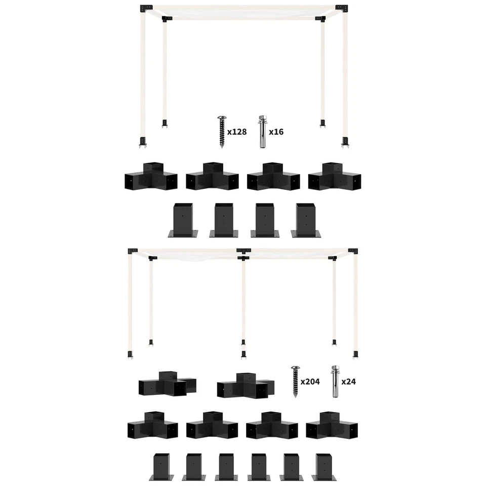 Kit de soportes para pérgola Outsunny 8/12 piezas para madera de 4"x4" (3,6"x3,6") Foto 1 de 1