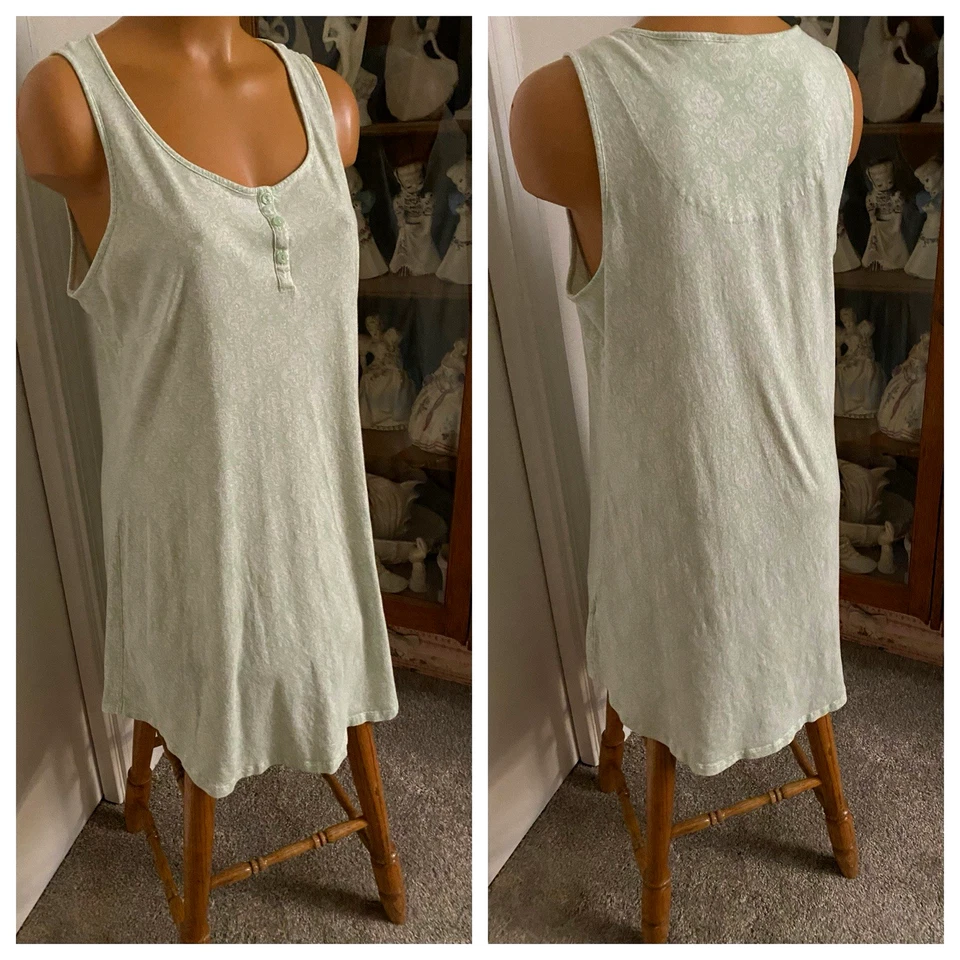 CAMISÓN CHARTER CLUB ÍNTIMO VERDE FLORAL CON CANESÚ ABOTONADO ALGODÓN TALLA L Foto 1 de 4