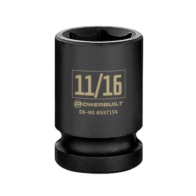 Powerbuilt 1/2 Inch Drive x 11/16 Inch 6 Point Impact Socket - 647154 - Image 1 of 4