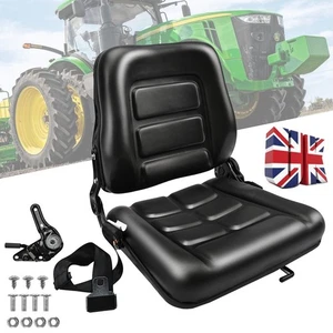 Universal Tractor Seat Forklift Excavator Adjustable Backrest Truck Chair Black - Picture 1 of 13