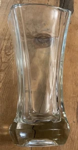 Vintage Laura Biagotti France Lead Crystal Vase Large 9.75” Tall MCM Squared - Picture 1 of 11