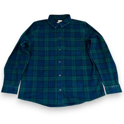 Bean Womens Large Flannel Shirt Relaxed Fit Blue Green L.L. Bean 273137 - Image 1 of 4