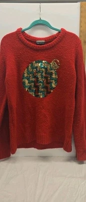 Suéter de Navidad Rojo ~Adorno de Lentejuelas - Suéter Allison Brittney Grande para Mujer’s Foto 1 de 4