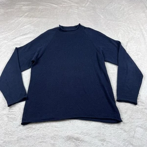 Vintage J Crew Sweater Mens Large Blu Rolled Neck Linen Cotton Fisherman Oarsman - Picture 1 of 8