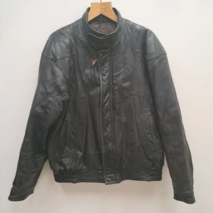 Canada Leather Black Grunge Biker Style Jacket Size 54" - Picture 1 of 6