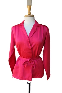 Pink Satin Vintage 70's Wrap Shirt tie Belt Women's M - Picture 1 of 3