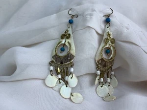 vintage handmade southwestern natural metal artisian earrings hook  - Picture 1 of 7