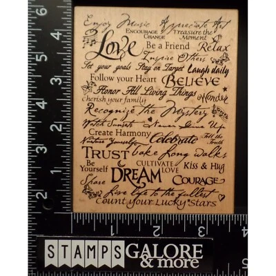 PSX RUBBER STAMPS K-3237 INSPIRATIONAL SUBWAY WORDS BACKGROUND BLOCK #1742 - Image 1 of 2