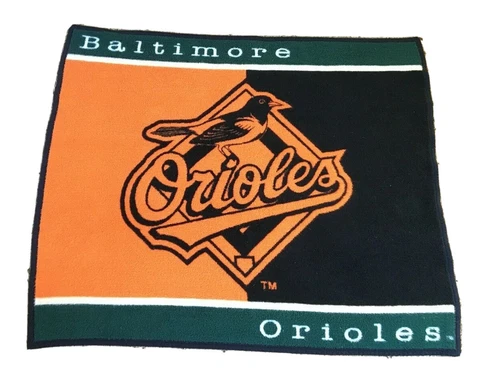 Vintage Biederlack MLB Baltimore Orioles Plush Throw Blanket Made in USA Cover