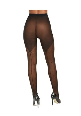 Medias Swiss-Dot costura trasera negras diseñador INC International Concepts para mujer Foto 1 de 4