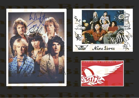A3 Size Card Mounted Signed Aerosmith Steven Tyler Joe Perry Tom Hamilton Cover