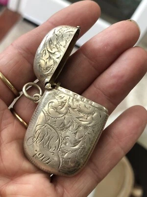 FUNDA VICTORIANA VESTA PLATA DE LEY 925 SELLO BIRMINGHAM 1898 JOHN GLOSTER Foto 1 de 4