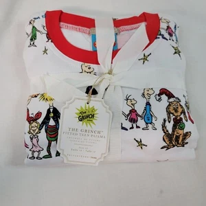 Pottery Barn The Grinch Pajama Set Teen Size 12 White Christmas New w Tag - Picture 1 of 5