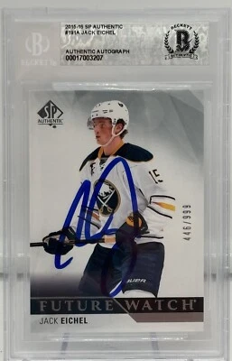 Jack Eichel Signed 2015-16 SP Authentic #191 RC 446/999 BAS Autograph Grade 10 - Image 1 of 2