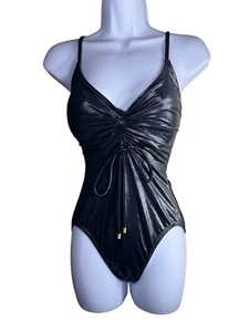 Vince Camuto Oro Brillo Cincha Frontal Cuello en V Una Pieza L80015 Mujer Talla 8 - Imagen 1 de 5