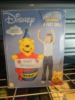 Gemmy Airblown Disney Winnie The Pooh Happy Birthday Party 4ft Inflatable - Image 1 of 3