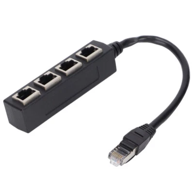 New RJ45 Splitter Adapter Hub LAN Ethernet Cable Plug 1 to 4 Way Port Connector - Image 1 of 4