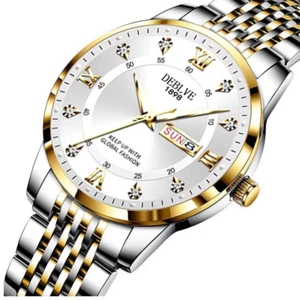 Herren Edelstahl Quarz Uhr Wasserdicht Leuchtdatum Sport Armbanduhr - Bild 1 von 13