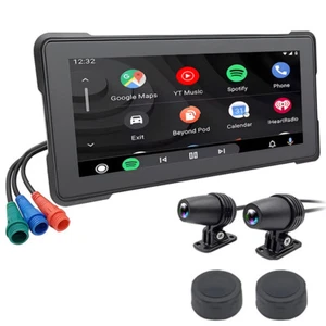 6.86"Touch Motorcycle GPS Navigator Portable CarPlay Android Auto CameraDVR TPMS - Picture 1 of 17