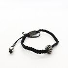 King Baby Studio Macrame Cord Black Bracelet With A Feather Bead Silver .925