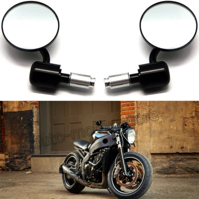 Espejo retrovisor lateral universal negro CNC 3" redondo 7/8" manillar extremo Foto 1 de 4