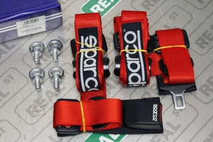 Sparco 4 Point Snap-In Street Harness Seat Belt 2in Lap & Shoulder Straps Red - Picture 1 of 9