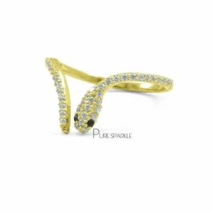 14K Gold 0.35 Ct. White And Black Lab-Created Diamond Snake Ring Fine Jewelry - Picture 1 of 1