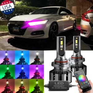 2x 9005 RGB Phone Control LED High Beam DRL Bulbs For Honda Accord 2018-2021 - Picture 1 of 11