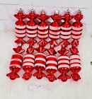 Candies Red & White Striped Candy Christmas Tree Ornaments 12 Home Decor 4.5"