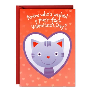 Süße VALENTINSTAGSKARTE, SCHNURR-FEKTE Katze lächelnd von American Greetings + Umschlag - Bild 1 von 4