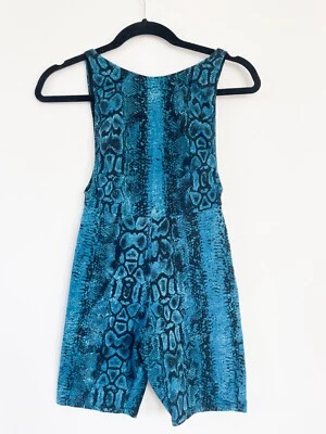 Motel Animal Print Snake Print Electric Blue Scoop Back Playsuit Romper Size XS - Image 1 of 4