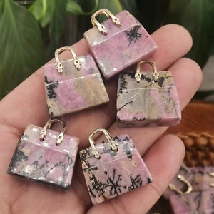 Bolsa de jaspe rodonita natural 5 piezas cristal cuarzo calavera tallada reiki curación 1" - Imagen 1 de 13