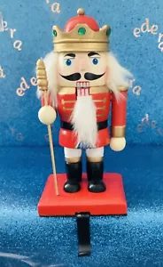 WOODEN NUTCRACKER CHRISTMAS FIREPLACE STOCKING HANGER Red - Picture 1 of 4