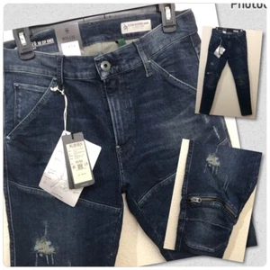 G-STAR RAW Mens 31x32 3D Zip Knee Skinny Jeans Antique Blue Superstretch $260 - Picture 1 of 22