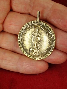 ANTIQUE DATED 1804 GUADALUPE MEXICO SHRINE PILGRIMAGE BRONZE ROSARY MEDAL - Picture 1 of 13
