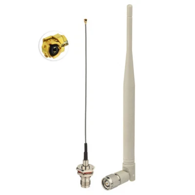 2.4Ghz 5dBi Omni WiFi Antenna RP-TNC Male & 15cm U.FL to RP-TNC Cable for Router - Image 1 of 4