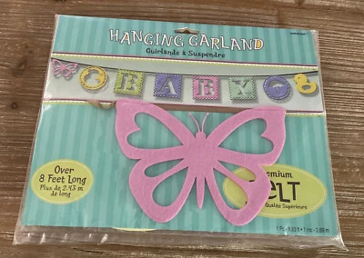 Guirnalda Colgante Premium Fieltro Más de 8 pies Largo Diciendo Bebé Por Amscan Nuevo en Paquete Foto 1 de 4