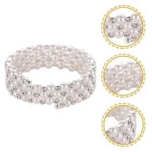 Pearl Bracelet Miss Rhinestone Bridesmaid Bangle Bracelets for Women - Picture 1 of 11