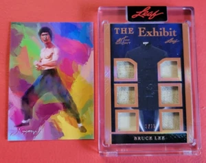 BRUCE LEE WORN RELIC CARD 6 PIECE #d3/25 & 2019 ART CARD #32/50 SIGNED BY ARTIST - Picture 1 of 6
