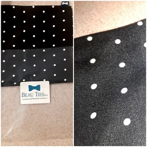 Neue Beau Krawatten 11x11 Einstecktücher handgefertigt Vermont schwarz & weiß gepunktet - Bild 1 von 3