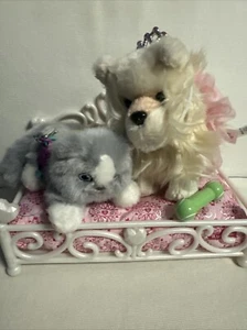 American Girl pet DOG & CAT with BED bone tutu collar crown set - Picture 1 of 9