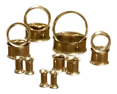 PAIR Plated Steel Double Flare Tunnels Ear Plugs Earlets Gauges - Image 1 of 2