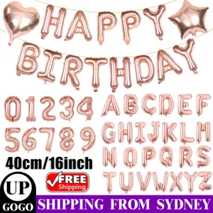 Rose Gold 16" Letter Alphabet Number Balloon Birthday Wedding Party Decoration - Picture 1 of 24
