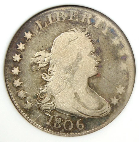 1806 Draped Bust Quarter 25C Coin - Certified ANACS G6 (Good) - Rare Date! Cover