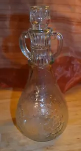Vintage White House Vinegar Clear Glass Bottle/Decanter with Handles Flower - Picture 1 of 4